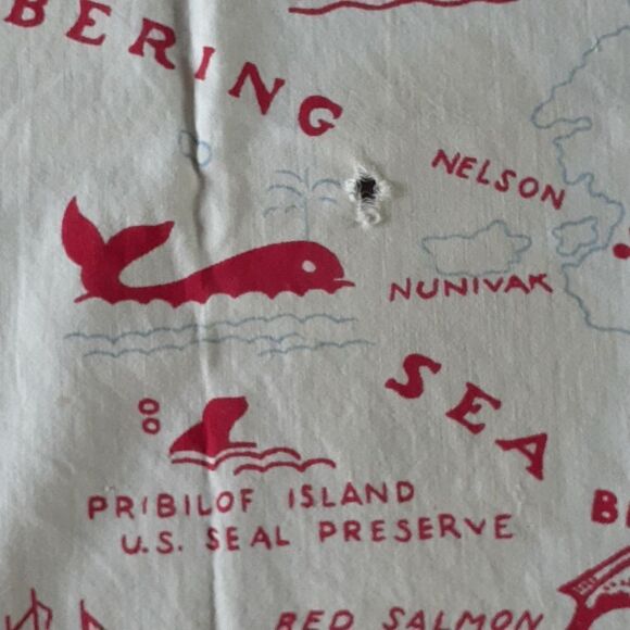 Vintage Linen ALASKA Map Souvenir Tablecloth Wall Hanging 46” X 50”. - Picture 10 of 11